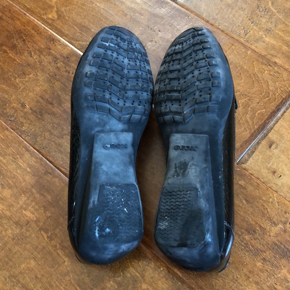 GEOX RESPIRA 8 38 Black Textured Leather Mocs Loafers Slip On Shoes - Picture 7 of 14